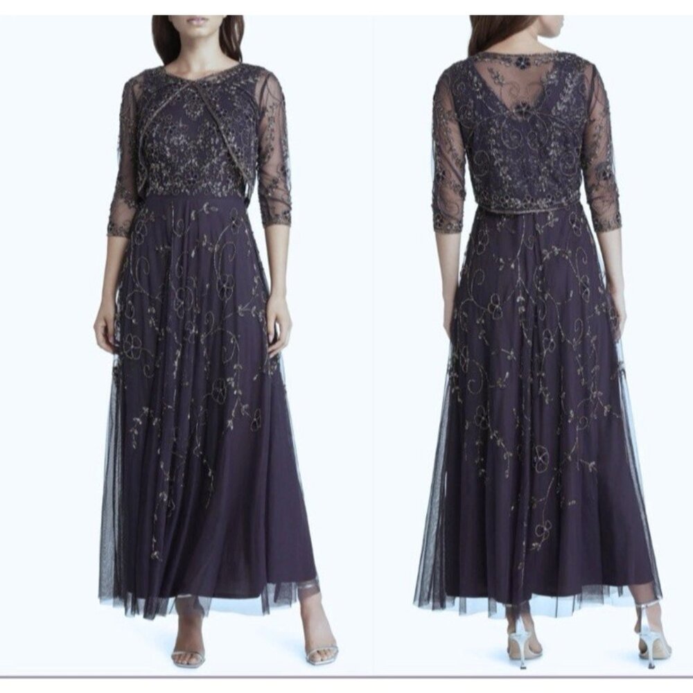 Pisarro Nights Jacket & Dress 6 Sequin Beaded Wedding Party Formal NEW $268